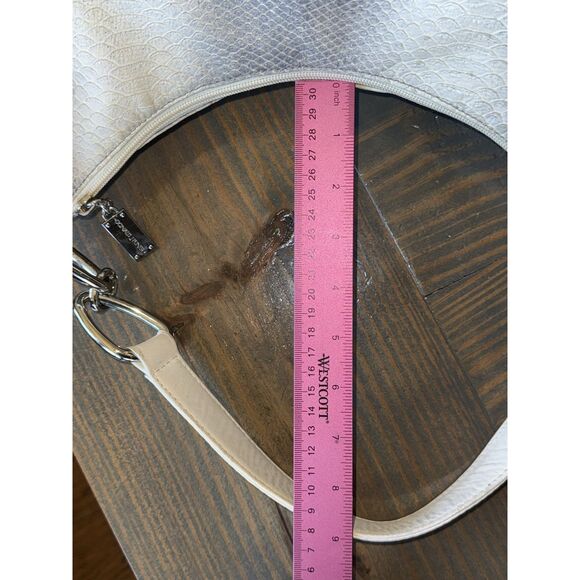 DONALD J PLINER Leather Crescent Shoulder Bag Hobo Purse White Blue Metallic - Picture 13 of 16